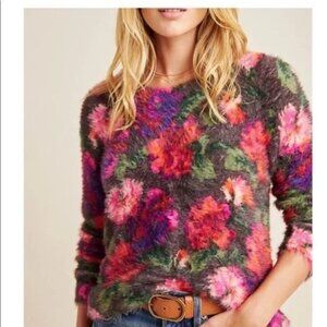 Meadow Rue by Anthropologie NWOT Floral Eyelash Soft Sweater Size XS
